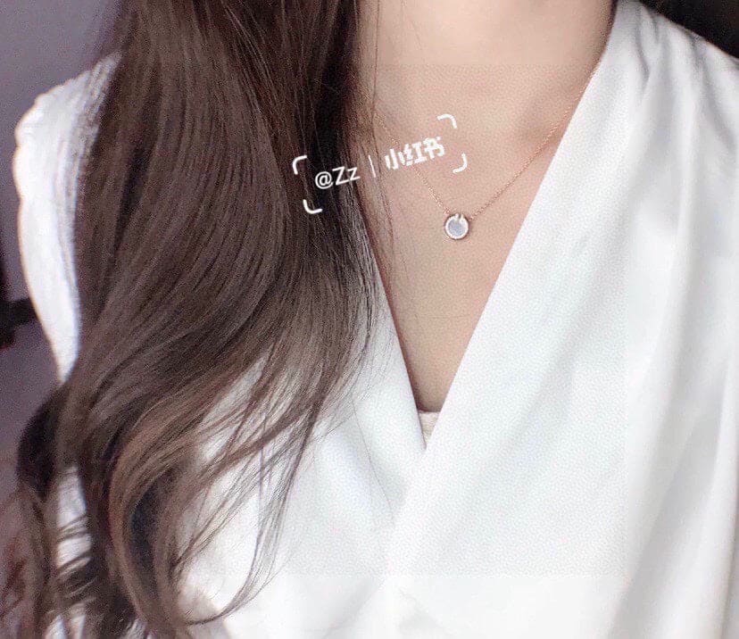 18K Tiffany Diamond & Turquoise Circle Pendant Necklace