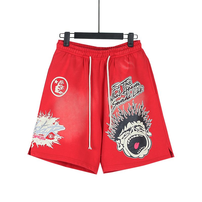 Hellstar Washed Worldwide Club Graphic Shorts — front