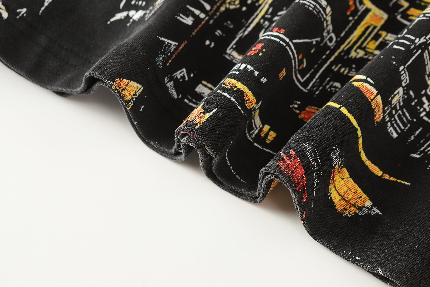 Godspeed Skull & City Back Graphic T-Shirt — fabric_closeup