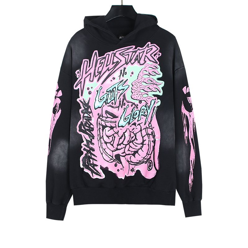 Hellstar Washed Black Graphic Pullover Hoodie — hero