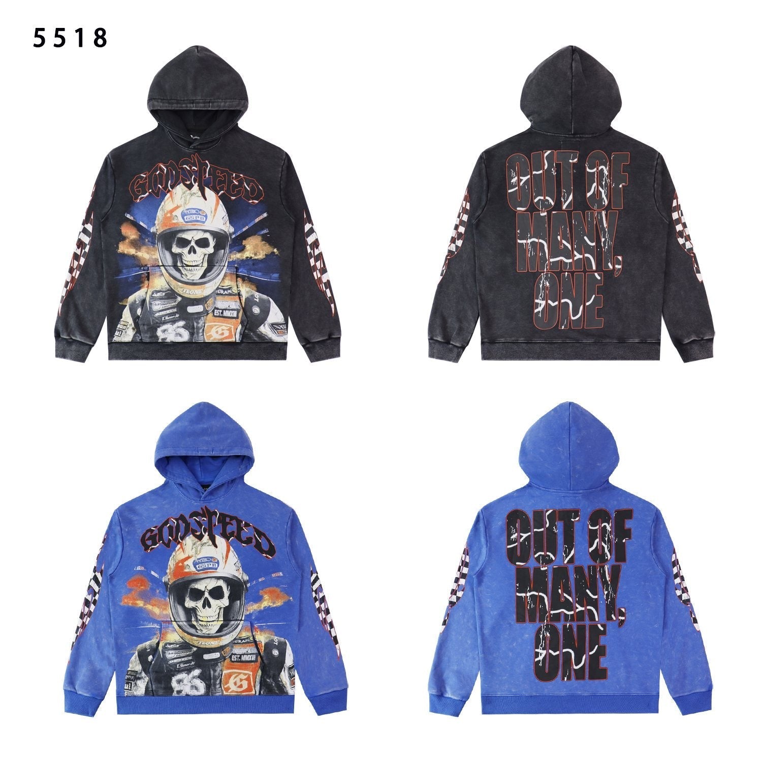 Godspeed Skull Racer Graphic Hoodie — comparison