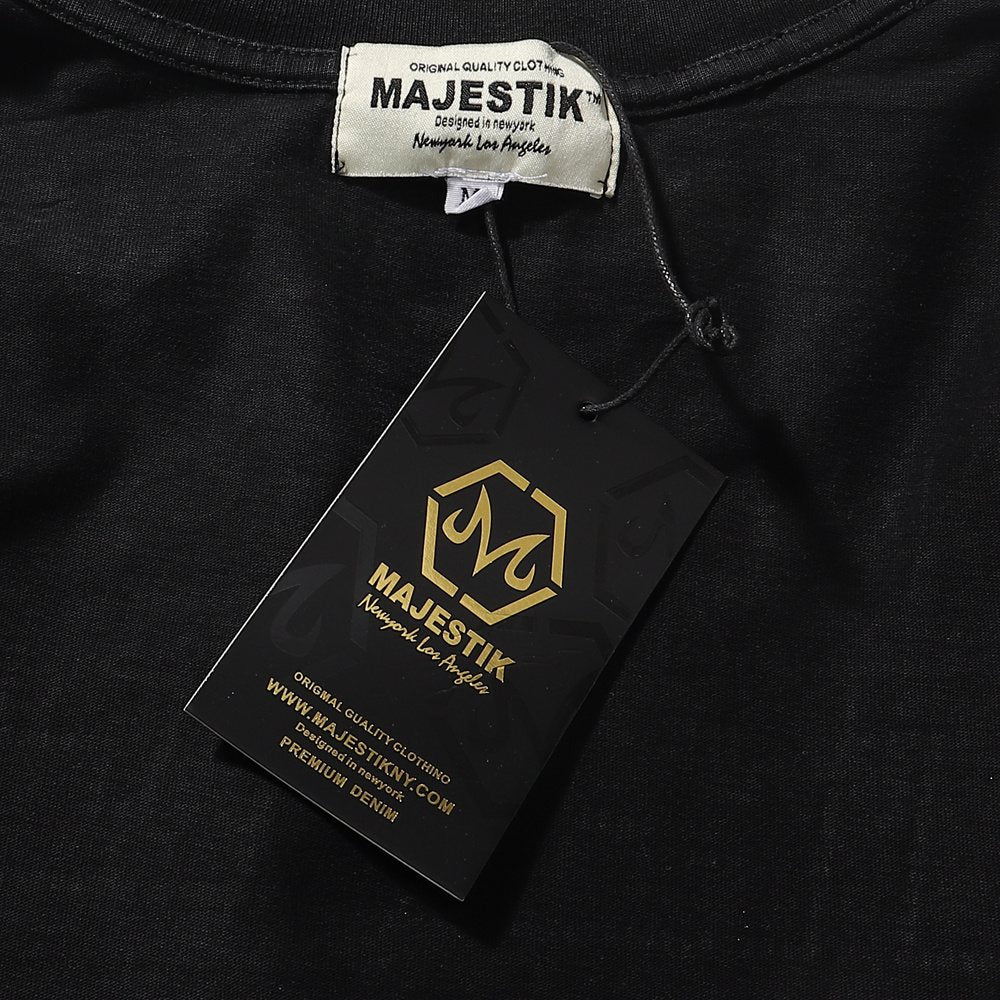 MAJESTIK Lion Football Rhinestone Crop T-Shirt — hang_tag