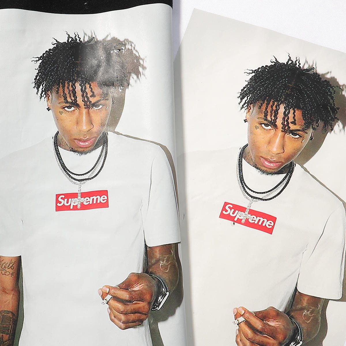 Supreme Rapper Portrait Graphic Short-Sleeve T-Shirt — context