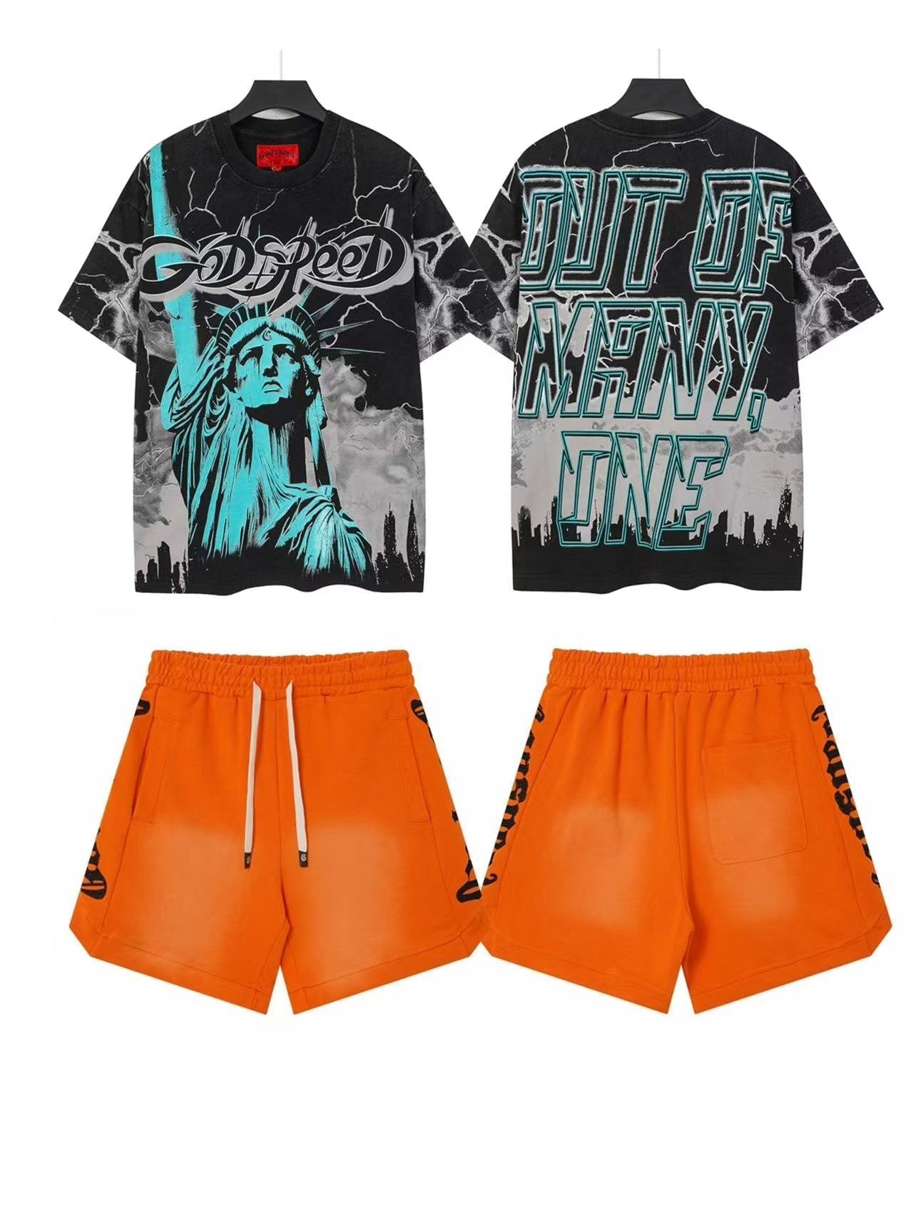 Godspeed Statue of Liberty T-Shirt & Shorts Set — front