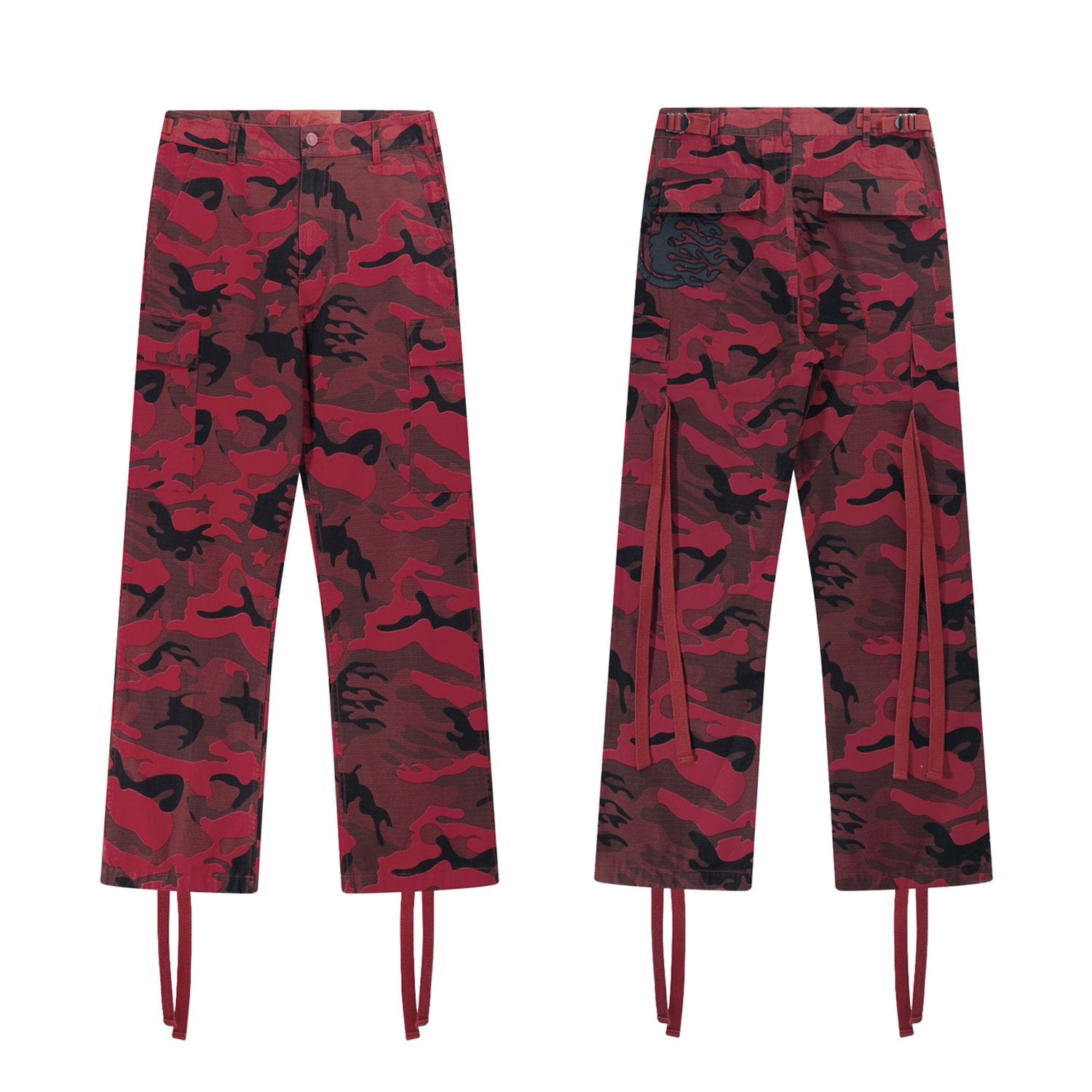 Hellstar Camo Cargo Pants with Strap Details — front