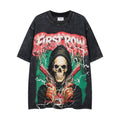 MAJESTIK Washed Black Skull Graphic T-Shirt — hero