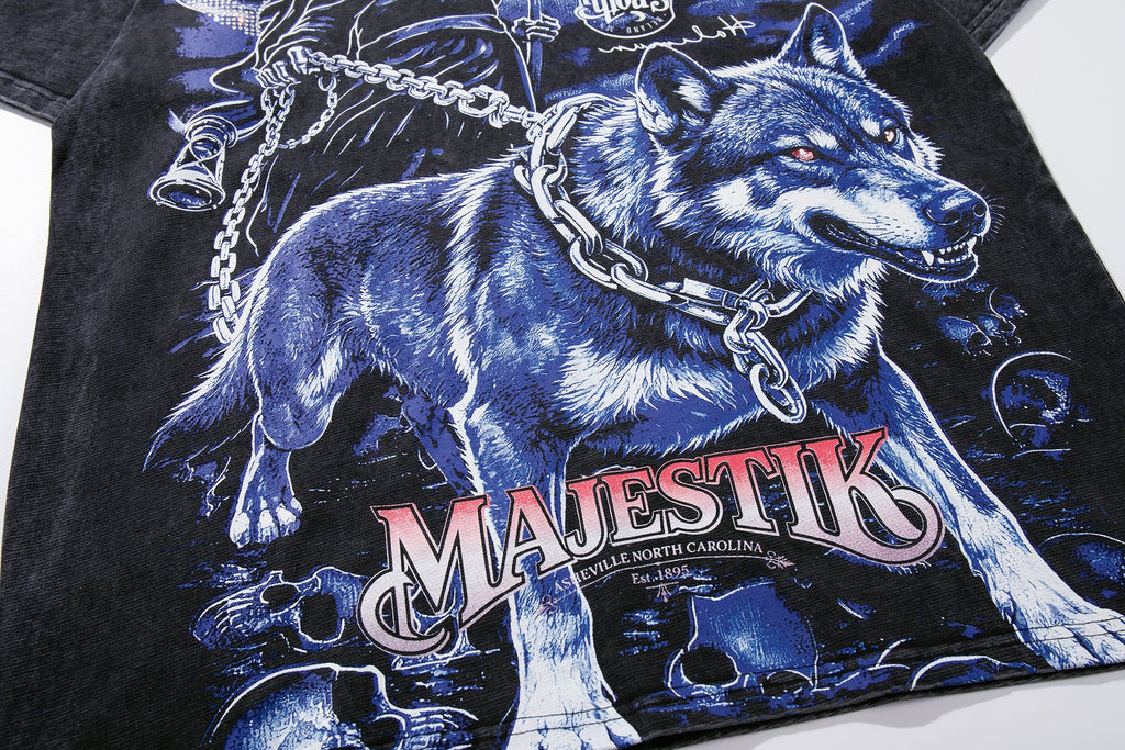 MAJESTIK Wolf Reaper Graphic T-Shirt — detail