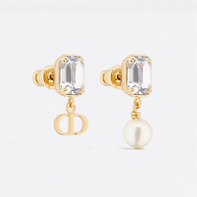 18K Dior Tribales Pearl Crystal Earrings