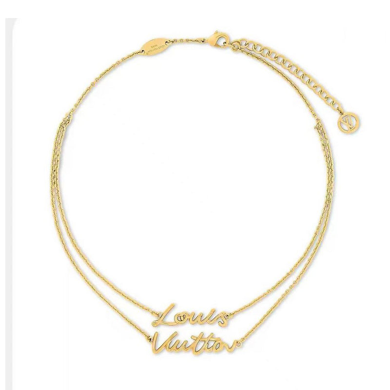 18K Louis Vuitton Script Necklace