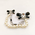 18K  Chanel Black Bow Pearls Brooch