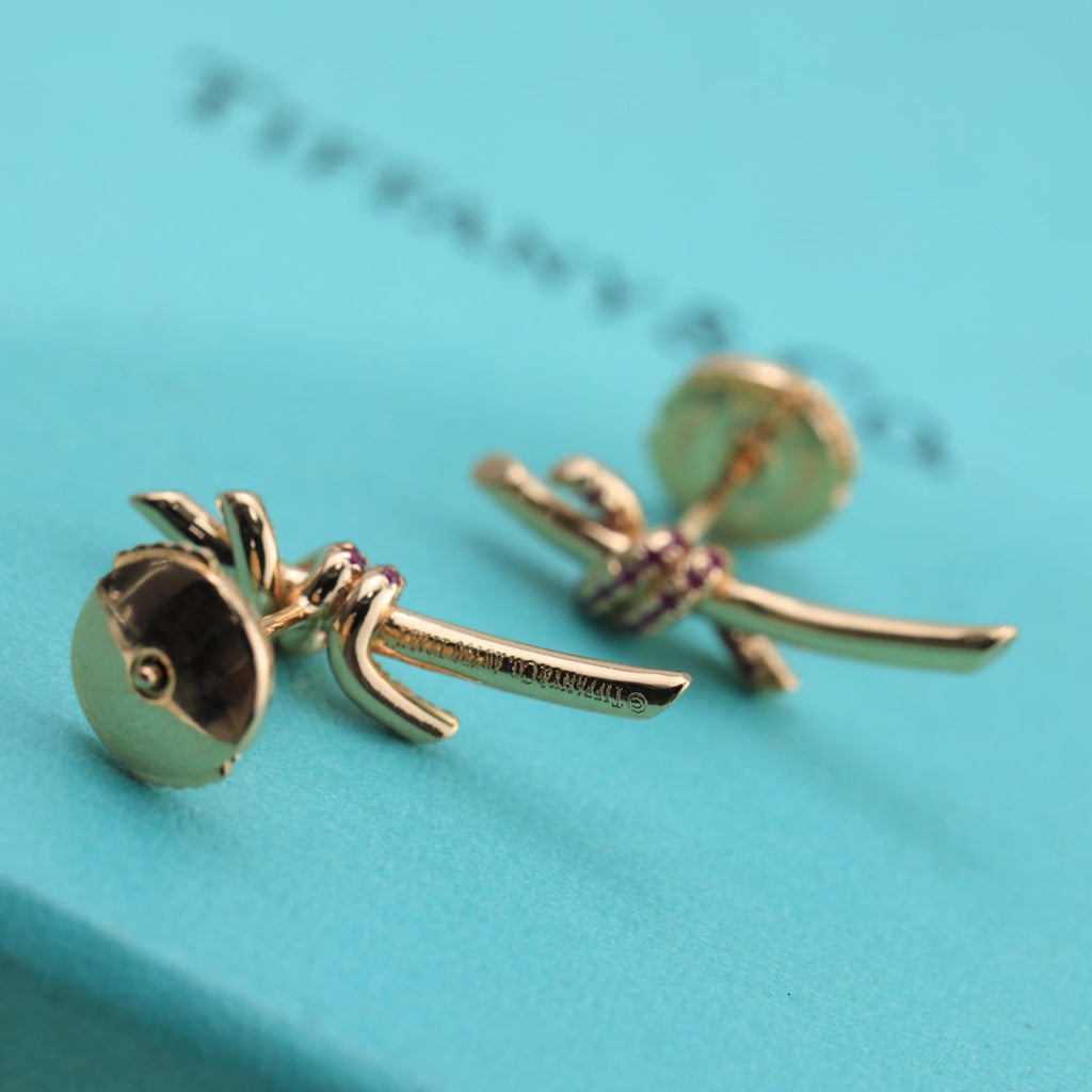 18K Tiffany Knot Pink Diamonds Earrings