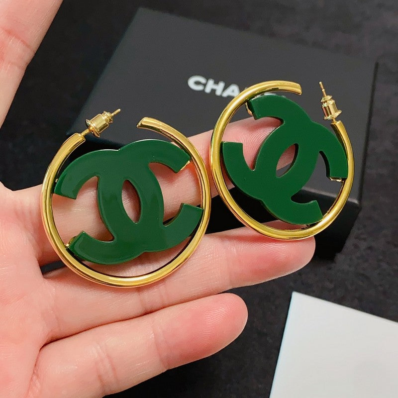 18K  Chanel Color Logo Earrings