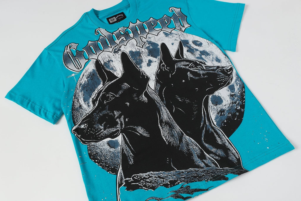Godspeed Doberman Moon Graphic T-Shirt — front