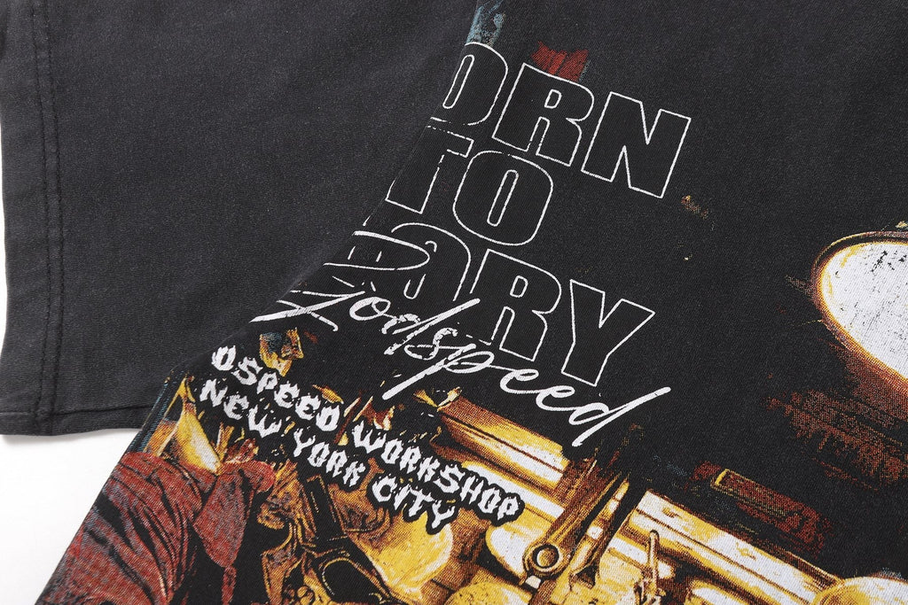 Godspeed Biker Workshop Graphic T-Shirt — detail