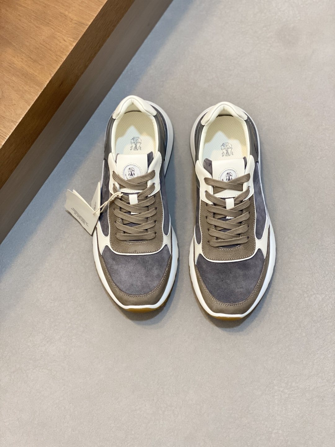 Brunello Cucinelli Gray and Taupe Low-Top Sneakers — hero