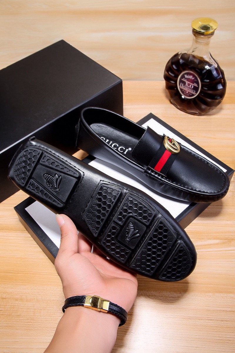 Gucci Black Red-Green Stripe Loafers — back