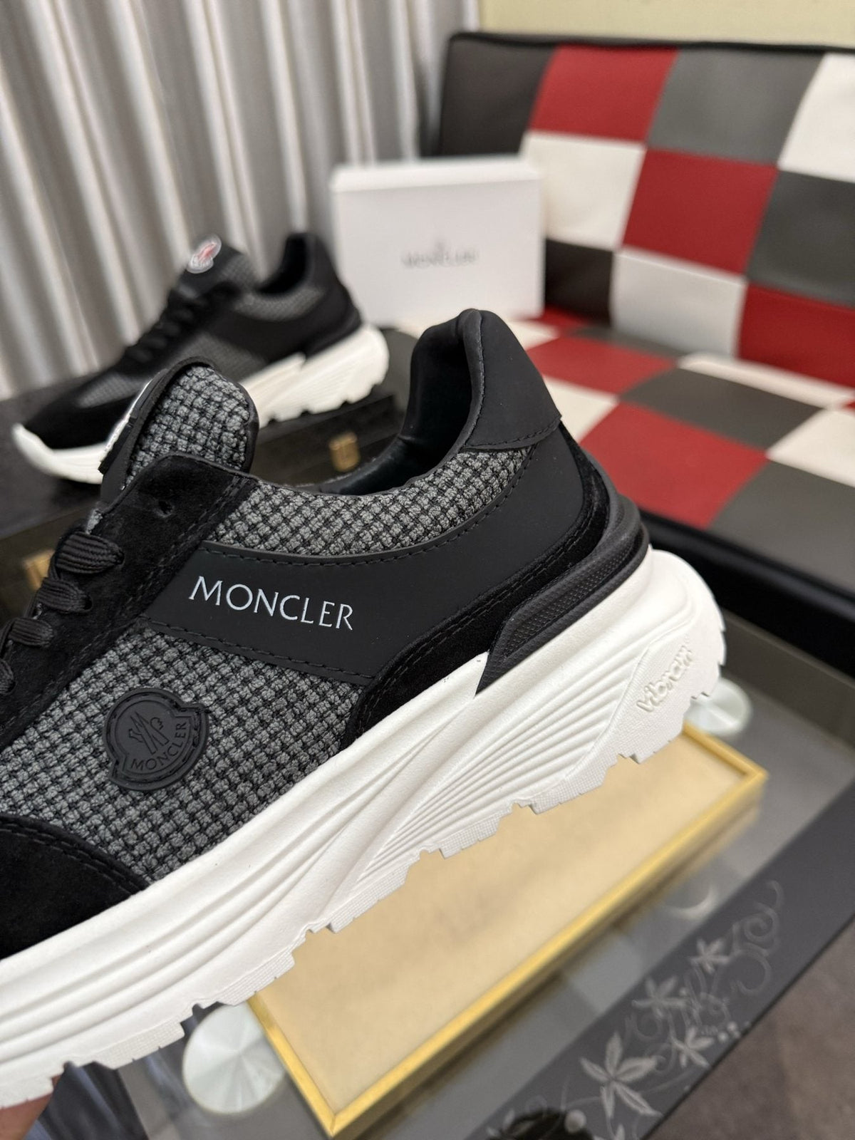 Moncler Mesh-Panel Chunky Sole Sneakers — detail