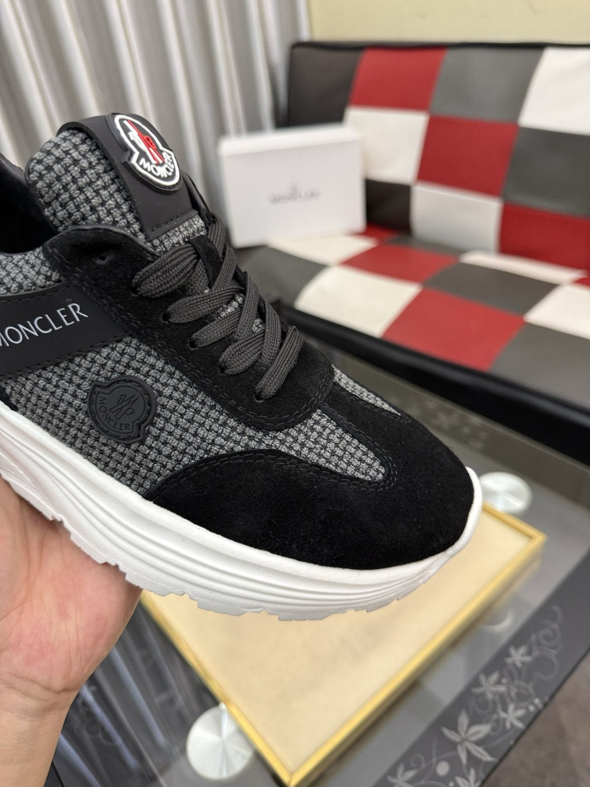 Moncler Mesh-Panel Chunky Sole Sneakers — detail
