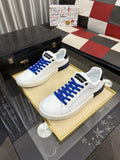 Dolce & Gabbana White Low-Top Sneakers with Blue Laces — hero