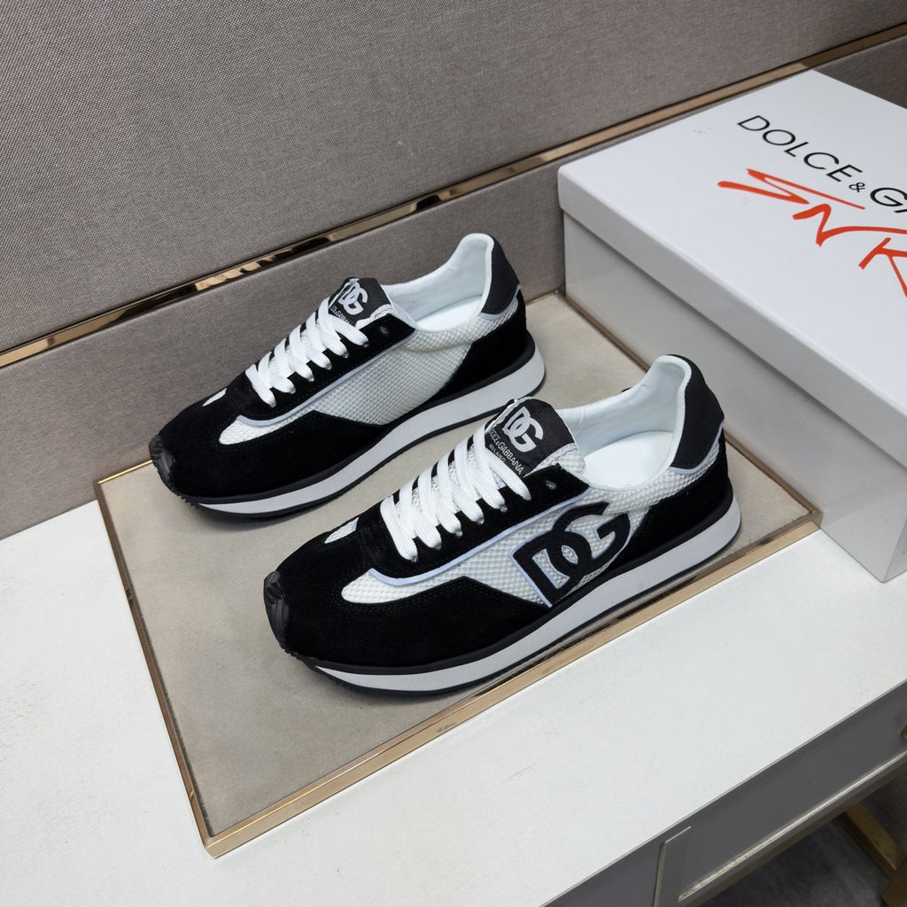 Dolce & Gabbana Black and White Panel Sneakers — front