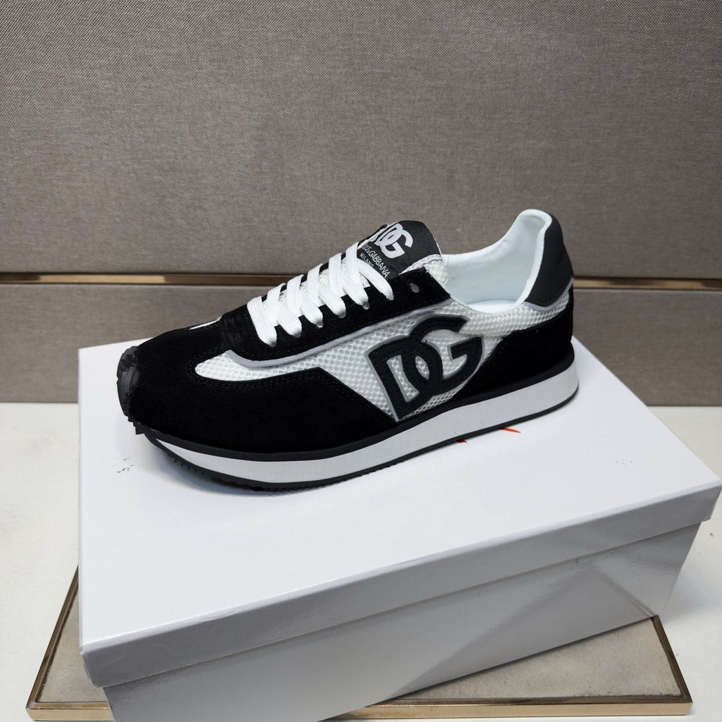 Dolce & Gabbana Black and White Panel Sneakers — side