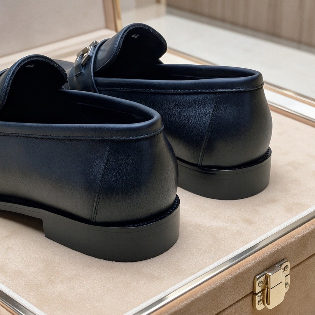 Ferragamo Black Bit Loafers — back