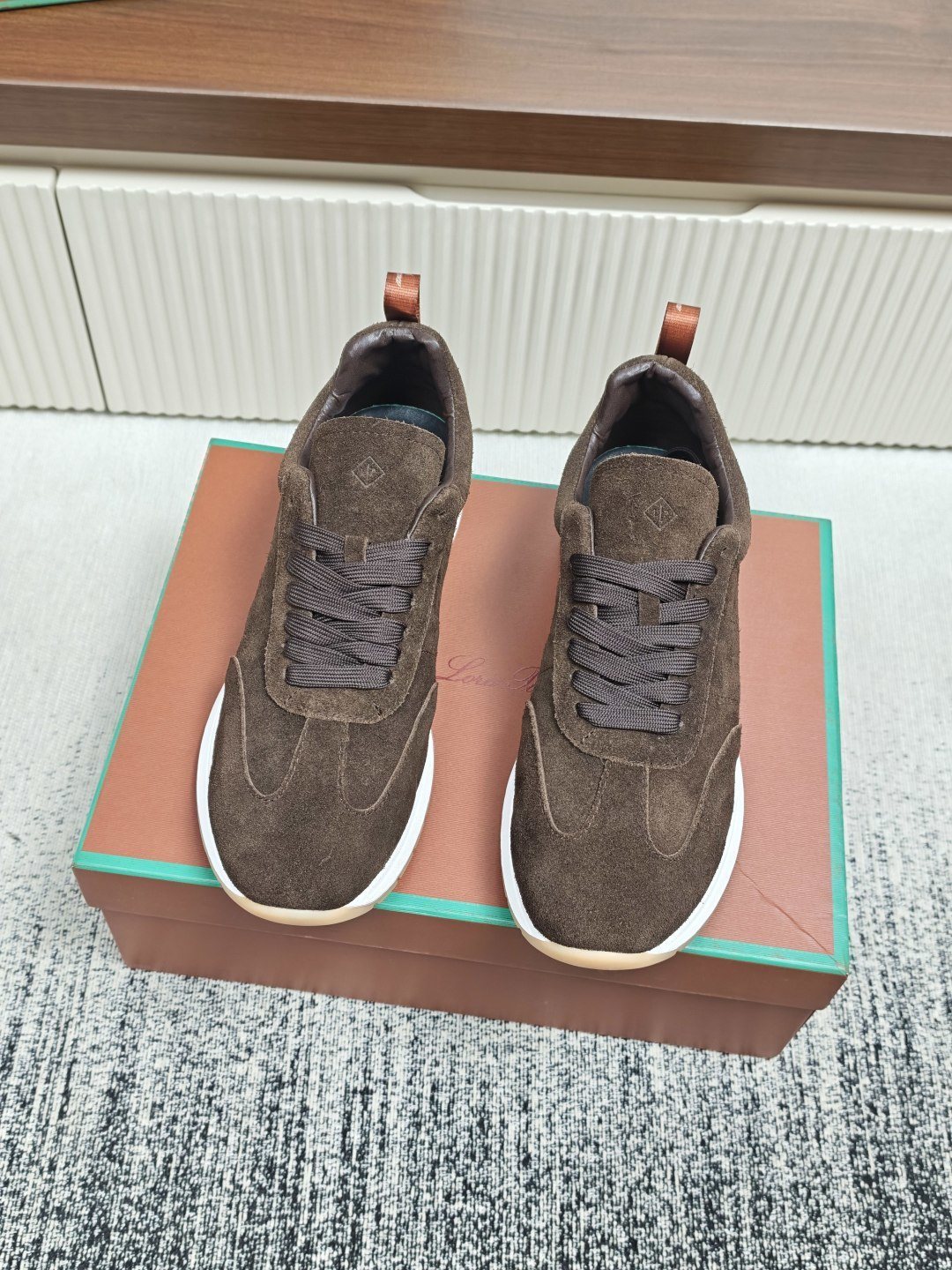 Dark Brown Low-Top Lace-Up Sneakers — front