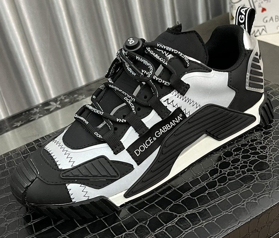 Dolce & Gabbana Black and White Layered Sneakers — hero