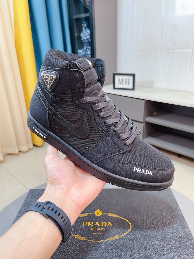 Prada Dark Charcoal High-Top Sneakers — model