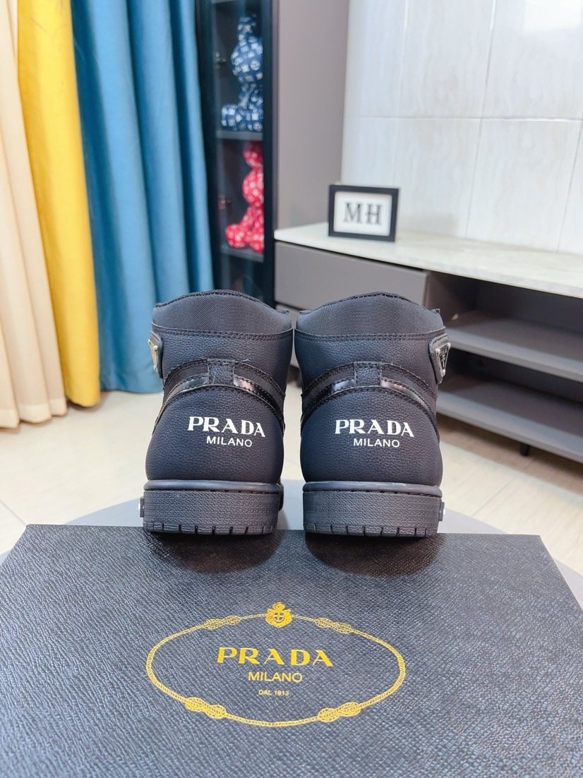 Prada Dark Charcoal High-Top Sneakers — back