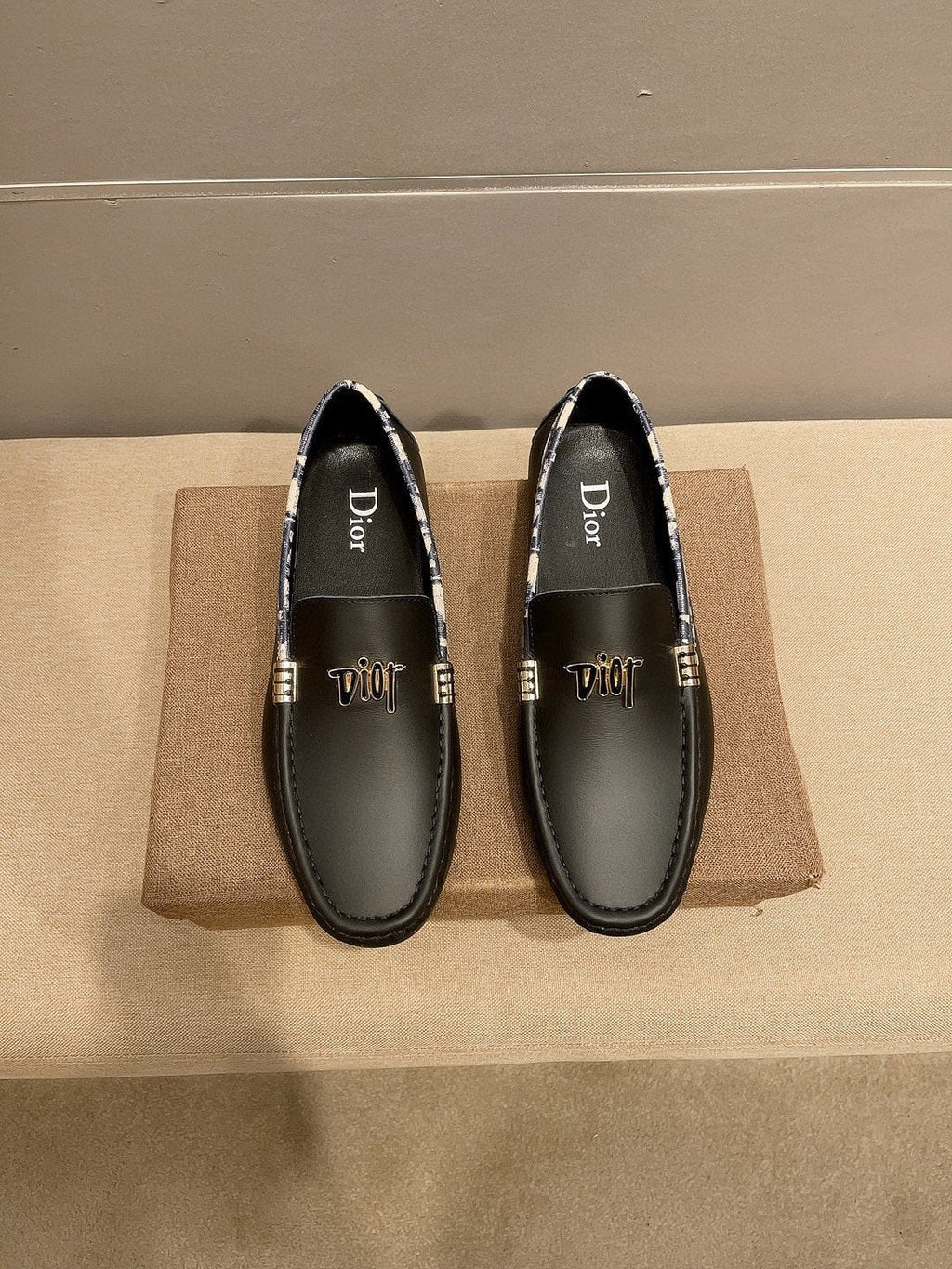 Dior Black Patterned-Trim Loafers — front