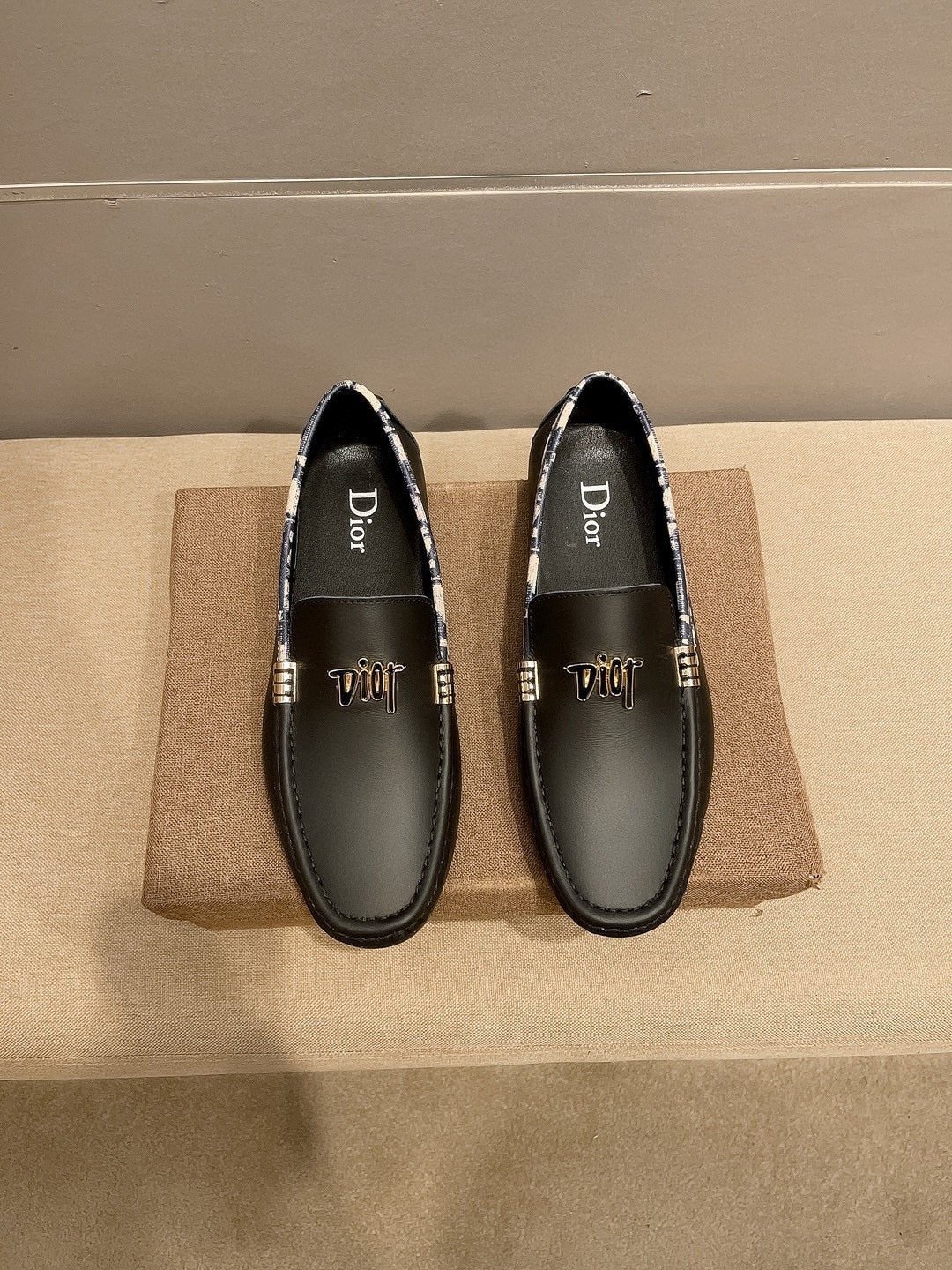 Dior Black Patterned-Trim Loafers — front