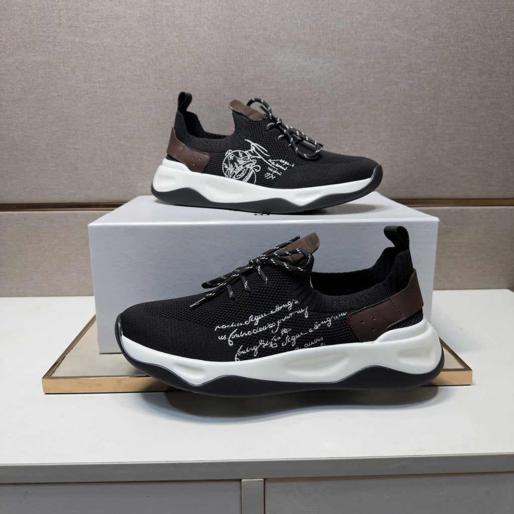 Berluti Black Mesh Lace-Up Sneakers — model