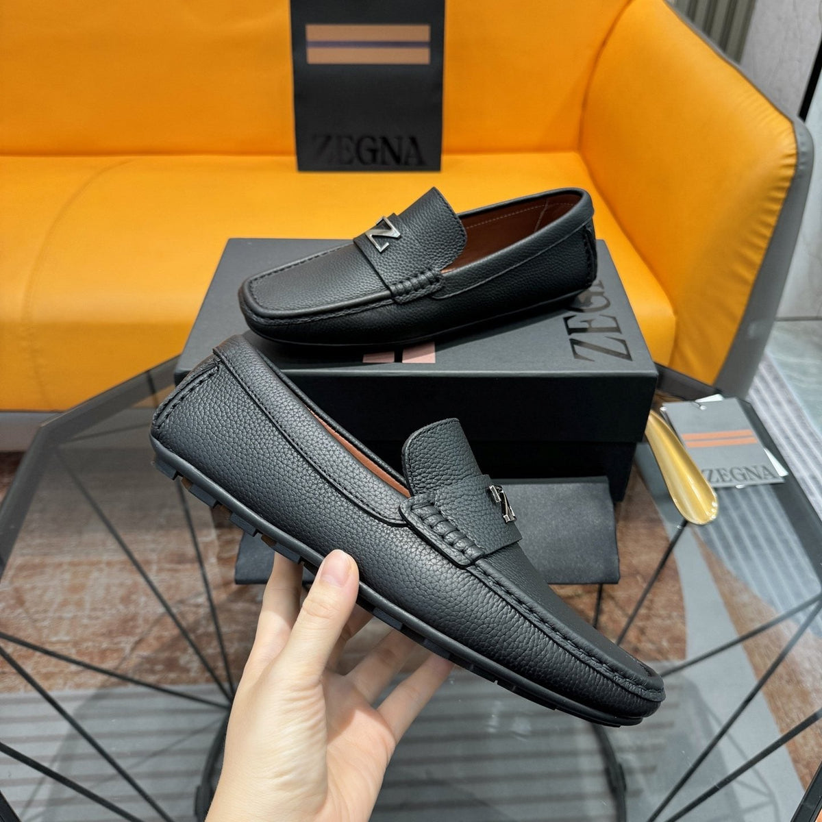 Zegna Black Driving Loafers — model