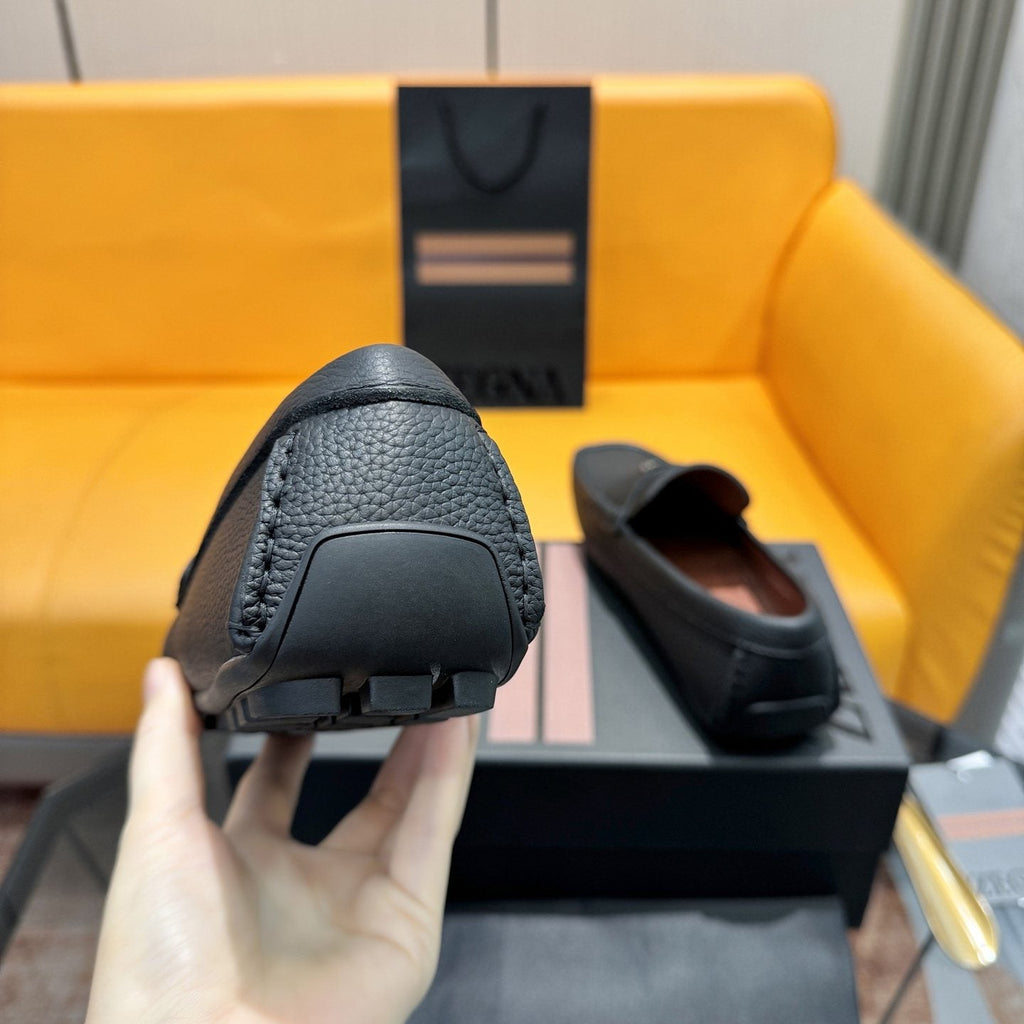 Zegna Black Driving Loafers — detail
