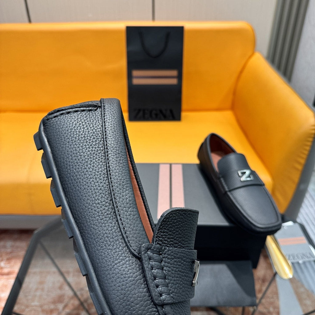 Zegna Black Driving Loafers — detail