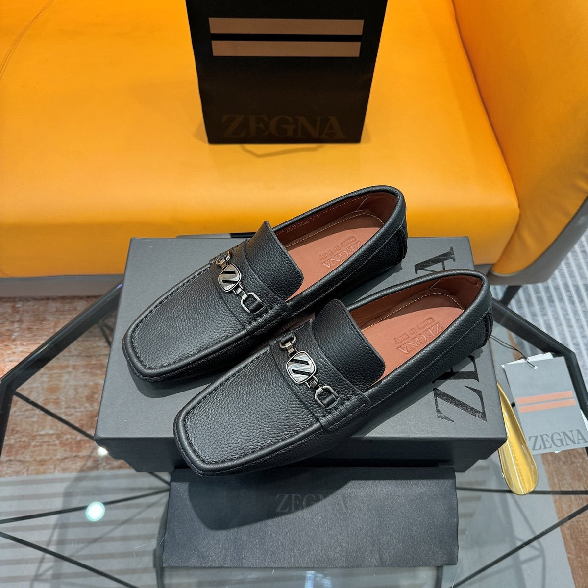 Zegna Men's Black Bit Driving Loafers — hero