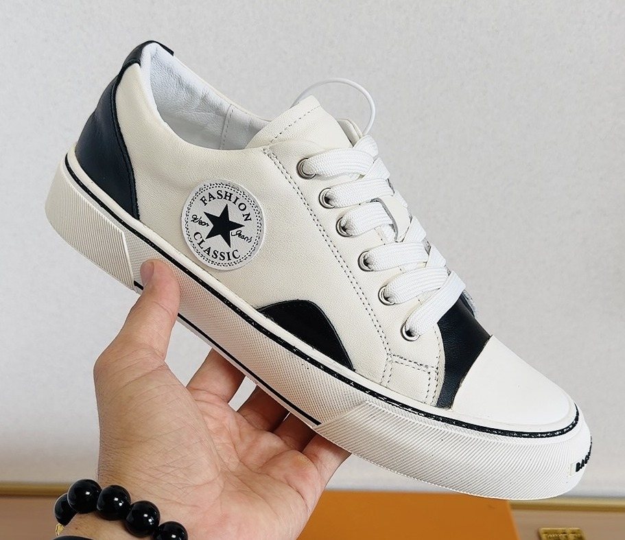 Converse White and Black Low-Top Sneakers — front