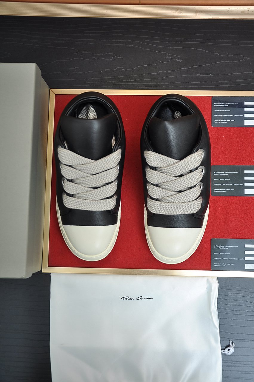Rick Owens Black Platform Low-Top Sneakers — front