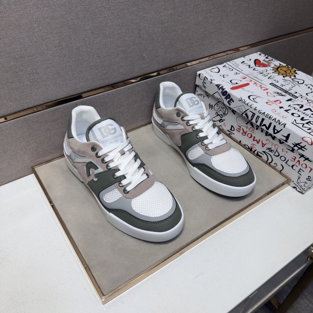 Dolce & Gabbana White, Olive & Taupe Sneakers — hero