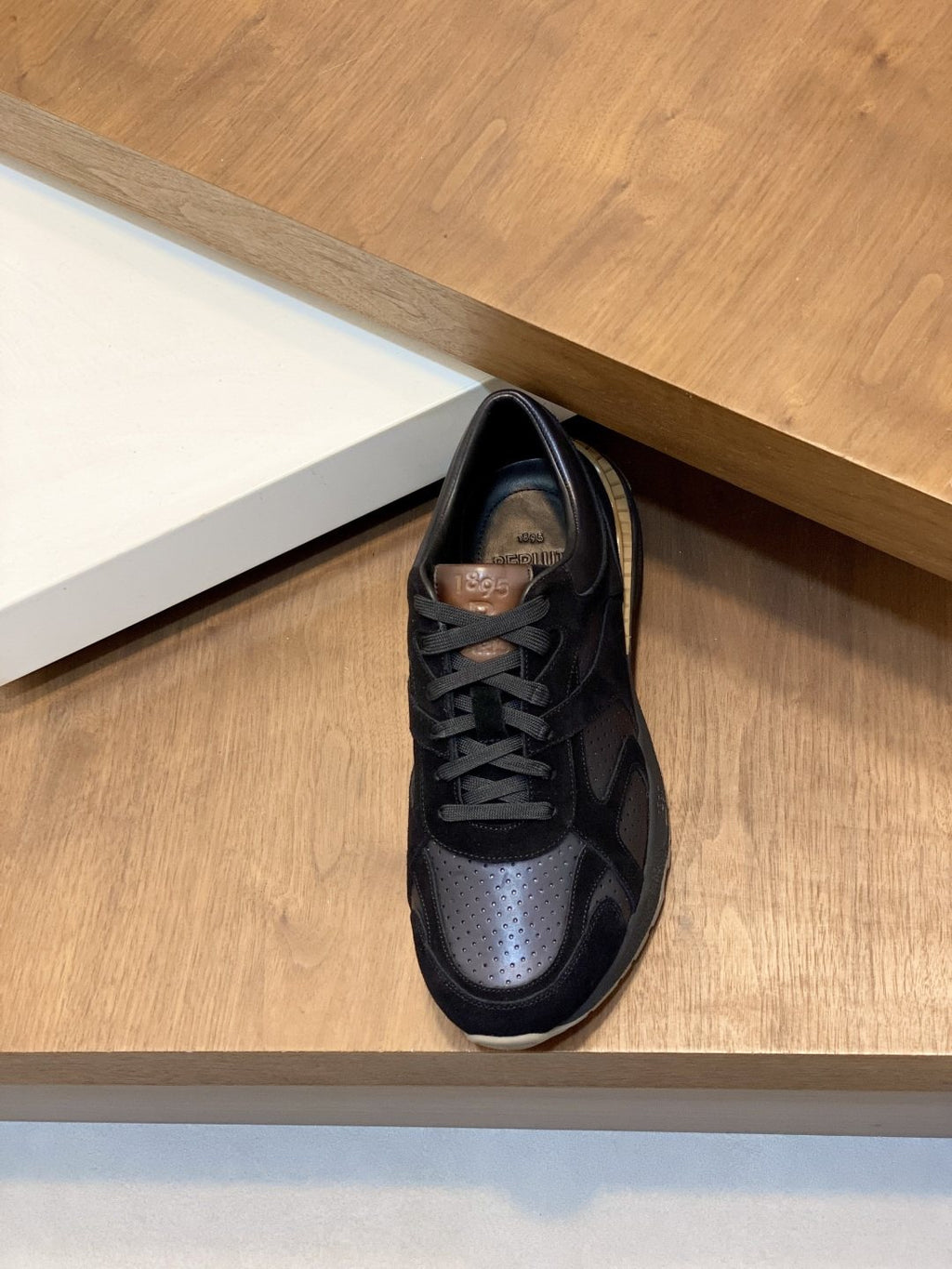 Berluti Black Low-Top Sneakers with Tan Accents — front