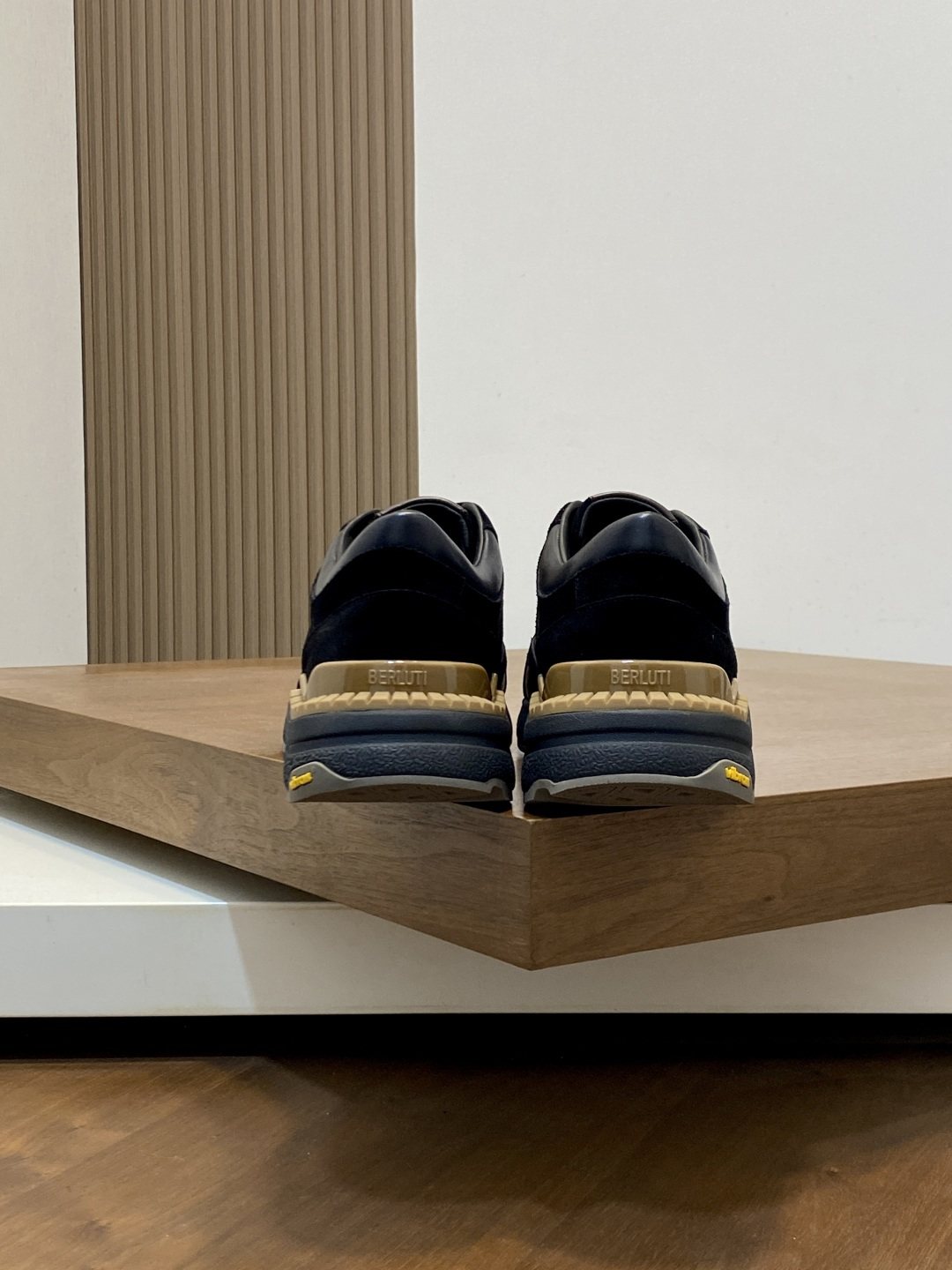 Berluti Black Low-Top Sneakers with Tan Accents — back