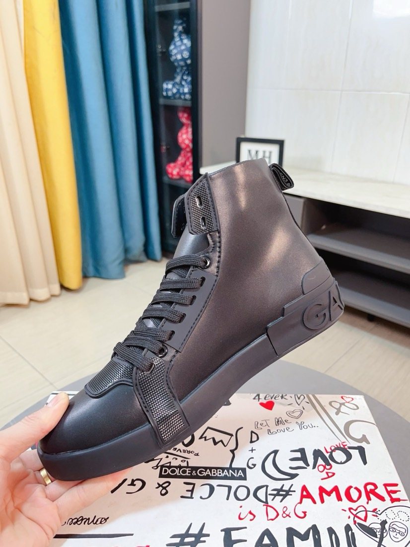 Dolce & Gabbana Dark High-Top Sneakers — side