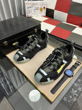 Dolce & Gabbana Black and Gray Sneakers with Yellow Accent — hero