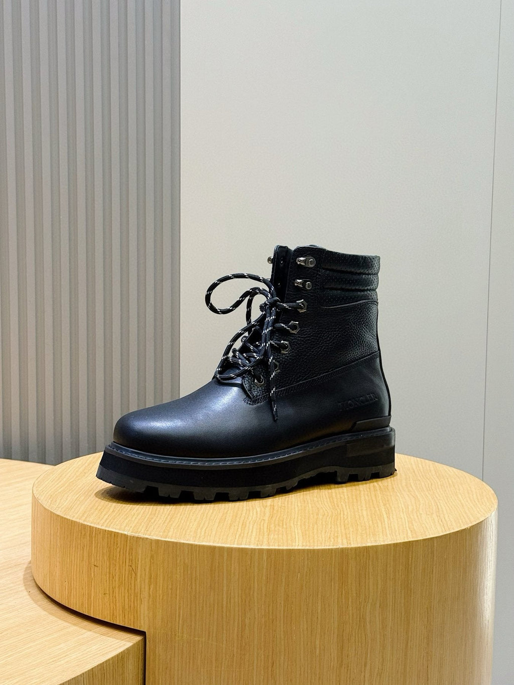 Moncler Black Lug-Sole Lace-Up Boots — side