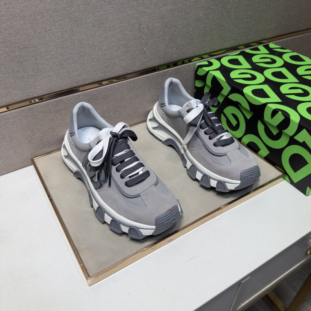 Dolce & Gabbana Gray Paneled Sneakers — front