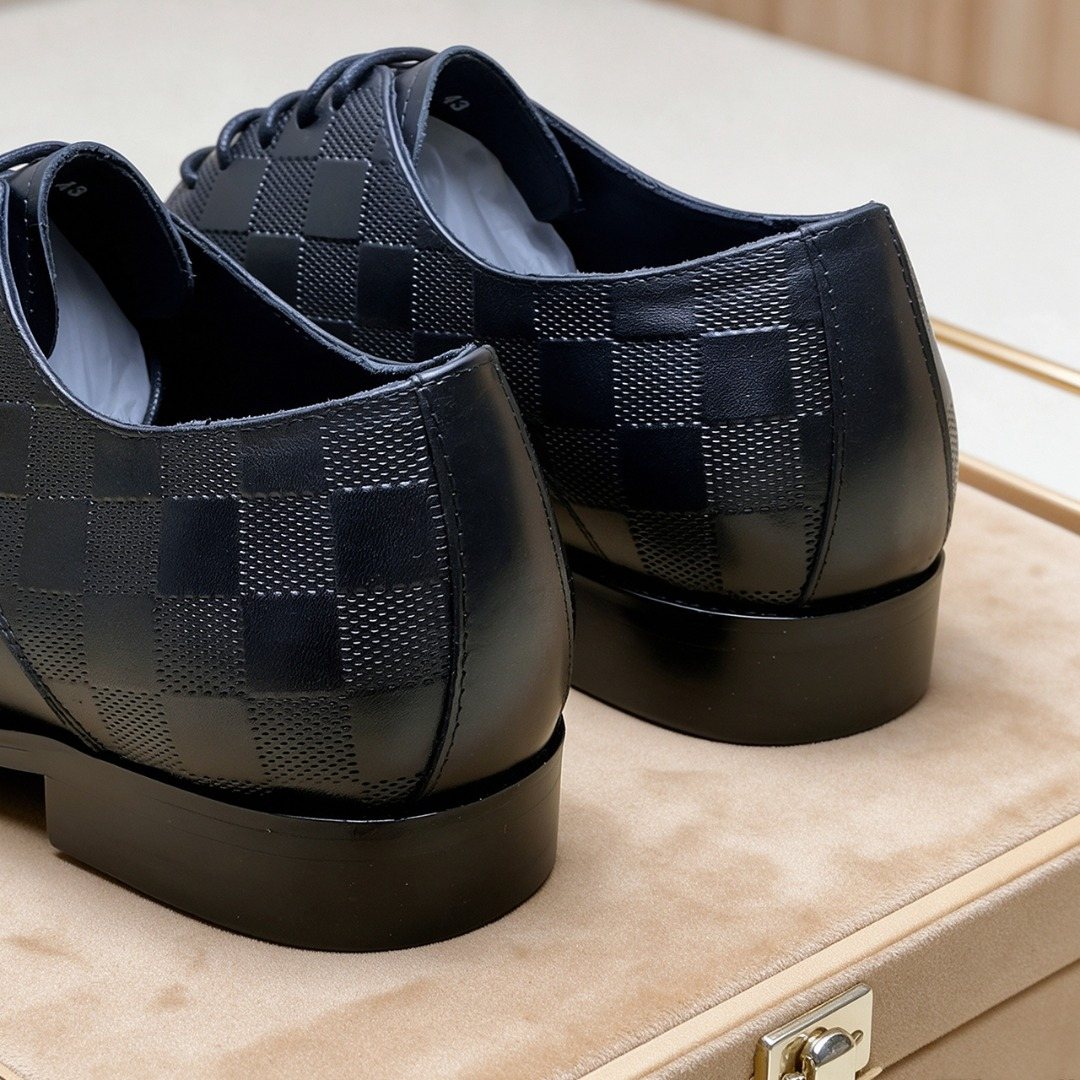 Louis Vuitton Black Checkered Lace-Up Dress Shoes — back