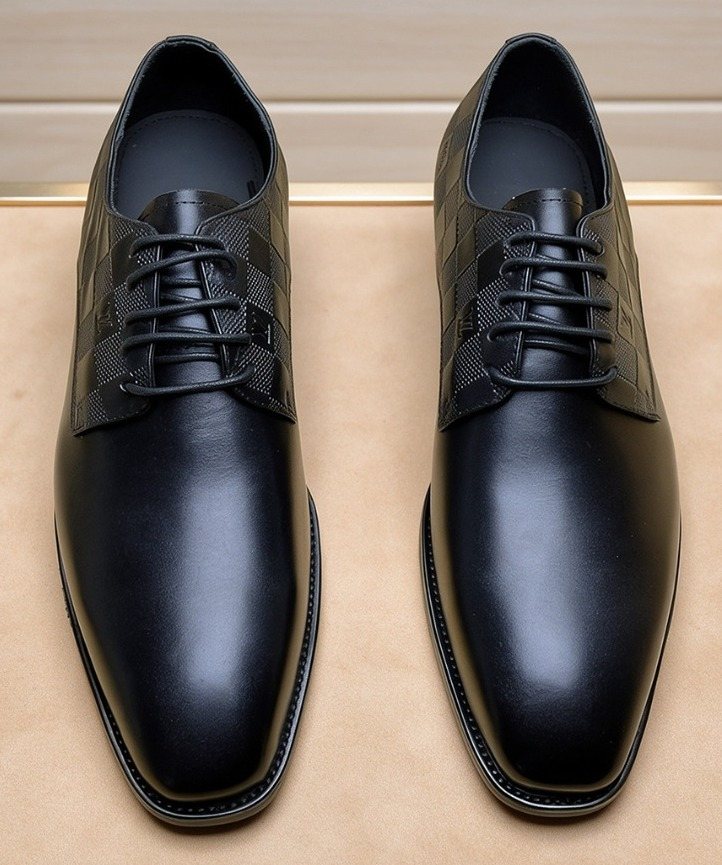 Louis Vuitton Black Checkered Lace-Up Dress Shoes — hero