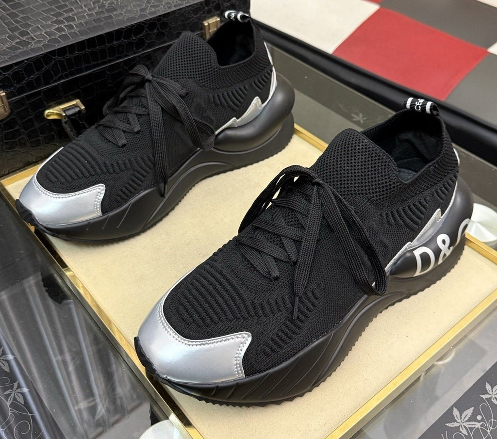 Dolce & Gabbana Black Sneakers with Silver Accents — hero