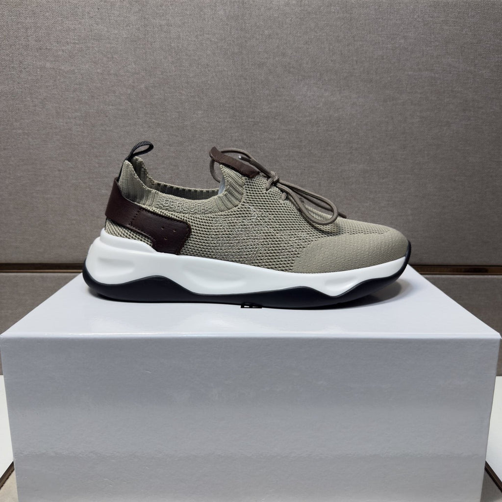 Berluti Taupe Lace-Up Sneakers — side